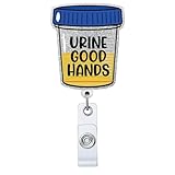 Urine Good Hands Retractable Badge Reel with ID Clip Name Tag Card Funny Urine Specimen Gift for Nurses Doctor Urology Dialysis Tech Urologist Nephrology