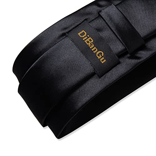 Image of DiBanGu Mens Solid Color Tie and Pocket Square Set Woven Silk Plain Necktie & Handkerchief for Men Wedding Party Formal