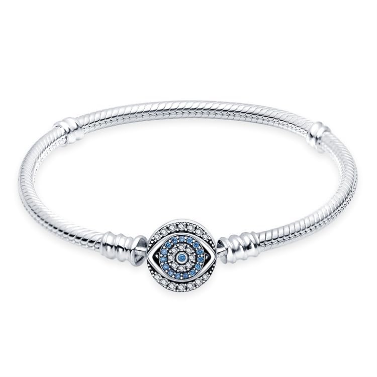 XWN 925 Silver Bracelet for Women Pandora Moments Series Snake Chain Bracelet Compatible with Pandora Charms an Ideal Jewelry Gift for Women.(Eye 20CM)