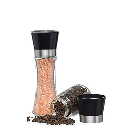 salt and pepper grinder adjustable ceramic sea salt pepper grinder shakers (pack of 2)
