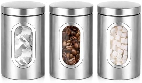 Innoteck 3-Piece Kitchen Canister Set, Stainless Steel Storage Ja...
