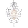 Modern Mini Chandelier,White Retro Crystal Light Fixtures Ceiling Mount 1 Light Small Crystal Chandeliers for Bedroom Elegant Crystal Hanging Lighting for Girls Room Dining Room Closet Kitchen Island
