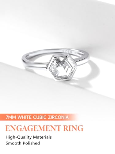 Silvora 925 Sterling Silver Simple Black CZ Ring Tiny Wedding Band Rings for Women Size 5-12 6