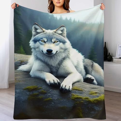 Couverture polaire loup plaid couvertures en flanelle lit douce - 2