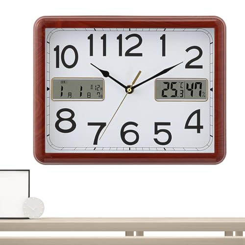 Ceprznvey Reloj de pared moderno, reloj de movimiento silencioso, reloj de pared portátil, reloj de pared de 28 cm con pantalla de calendario, relojes de pared silenciosos, reloj portátil de 28 cm