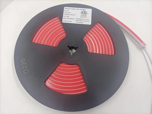 Q QINGCHEN Red Neon Led Strip Lights ETL Certificated, 16.4ft/5m, 12V Waterproof Silicone LED Neon Rope Light for Kitchen Bedroom Cabinets Decoration (Power Adapter not Included)