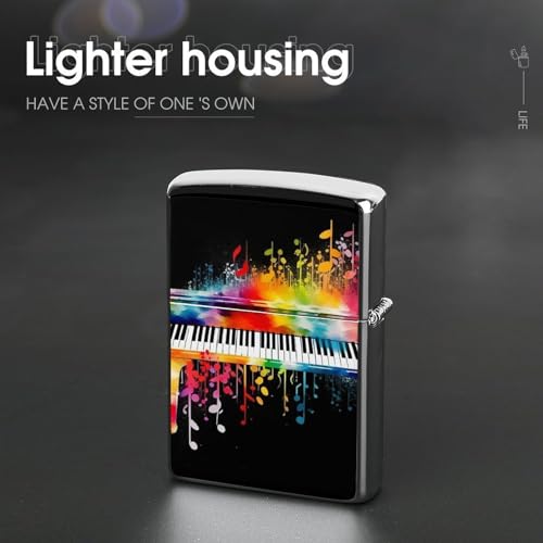 Funda metálica para encendedor con diseño piano colorido miniatura 4