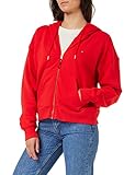 Markenlogo Tommy Hilfiger Damen Hoodie mit Reißverschluss 1985 Terry Zipper, Rot (Fireworks), XXS