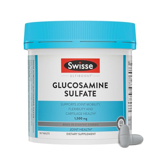 Swisse Glucosamine Sulfate Joint Support Supplement for Mobility and Flexibility Health | Women and Men | Glucosamina 1500mg | 180 Tablets| 6 Months Supply