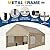 JAMFLY 10x20 ft Heavy Duty Carport with Roll-up Windows & Removable Sidewalls & Doors – Portable Garage Canopy with All-Season Tarp, Sandbags for Car, Truck, Boat, Motorcycle, Khaki