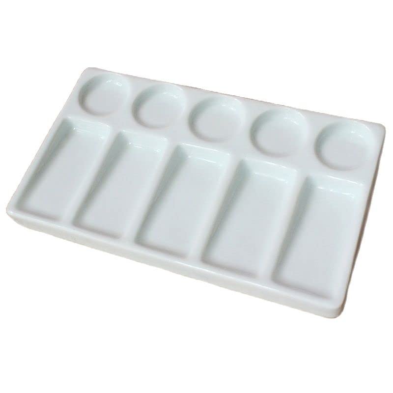 paleta malarska Biała ceramiczna prostokątna paleta farb artystycznych do akwareli gwasz akrylowy obraz olejny kaligrafia, 10 studni