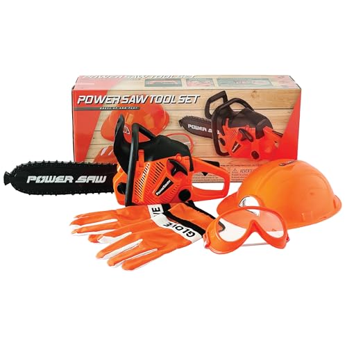 The Bubble Factory: Power Saw - Electric Power Tool Toy Set, Safety Goggles, Helmet & Work Gloves, Realistic Sound, Pretend Play Construction, Kids 3+
