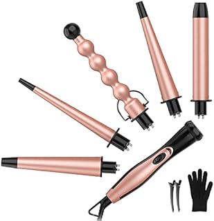 5 in 1 Curling Wand Set, BESTOPE PRO Interchangeable Curling Iron, 0.35-1.25 Inch Hair Wand Curler for Hairstyle, Instant Heat Up