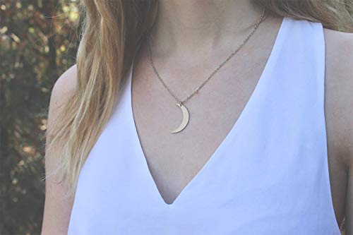 Glimmerst Crescent Moon Necklace, Stainless Steel Silver Crescent Moon Pendant Necklace Delicate Dainty Crescent Necklace For Women Girls #TOP4