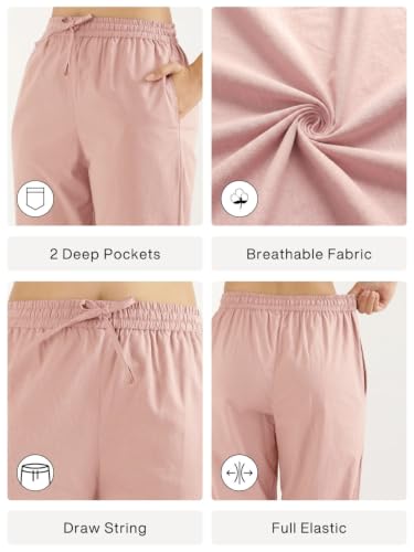 Image of SAADAA Cotton Straight Pants for Women | Breathable Everyday Wear Trousers | Drawstring, Deep Pockets & Elastic Waistband | Casual & Comfortable Fit