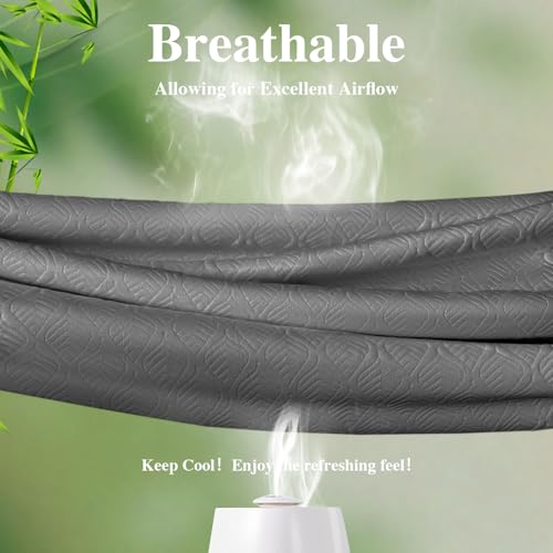Image of Twin Mattress Protector, Waterproof Mattress Pad Washable Rayon Mattress Cover Breathable Noiseless Bed Protector 3D Patterns 5 inch - 21'' Elastic Fitted Deep Pocket(Dark Grey)