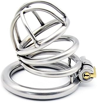 Male Chasti-ty Device Stainless Steel Bird Cages Mens Virginity Lock,Ring Size 45mm
