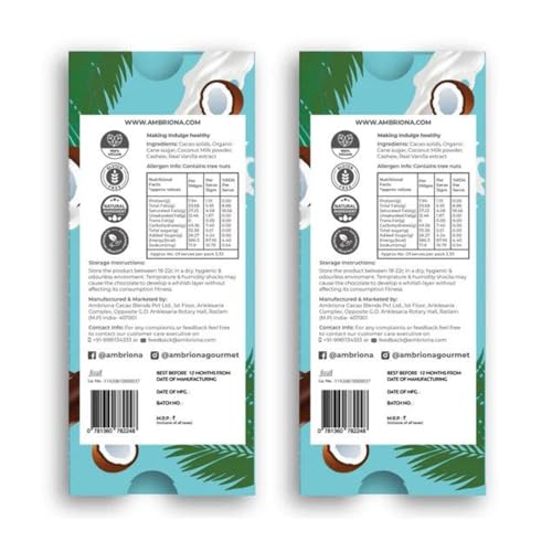 Image of Daarzel The OG Vegan & Gluten-Free Coconut Milk Chocolate | 46% Indian Cacao | Artisanal Bean-to-Bar Dairy-Free Chocolate | Pack of 2 (50g Each)
