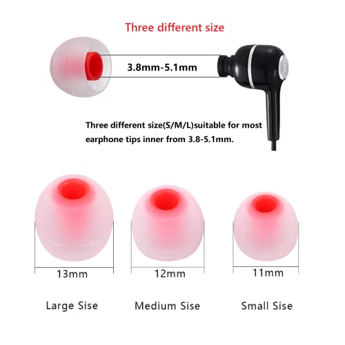 Image of Earbud Replacement Tips Silicone Earbud Tips Headphone Earbud Tips Ear Gels Fit for Inner Hole from 3.8mm - 5.1mm Earphones 9 Pairs S /M /L Clear Red