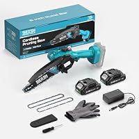 Seesii Mini-Kettensäge mit Akku, 6 Zoll, elektrische Kettensäge, kabellos, mit Schmiermittelinjektor und 2 Batterien, Mini-Kettensäge, wiederaufladbar, 2 Ketten – Ansicht 7