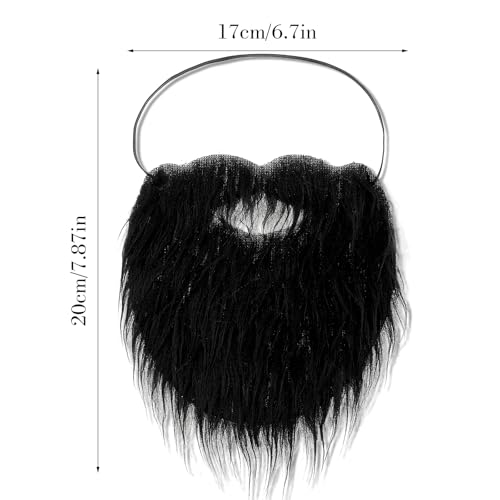 Black Fake Beard Fake Moustache Mustache With Elastic Rope Disguise Old Men False Beards Costume For Adult Halloween Christmas Cosplay Party Accessories(Grey)(Black)