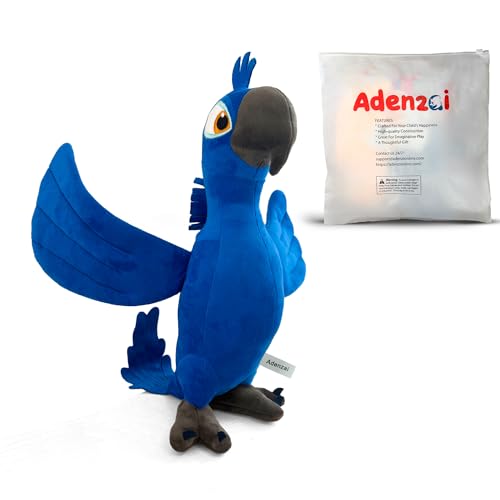 Adenzai Rio Blu Plush Toy – Soft Blue Macaw Stuffed Animal Parrot Plush, Cute Rio Movie Blu Bird Character Plushie Gift for Kids and Fans