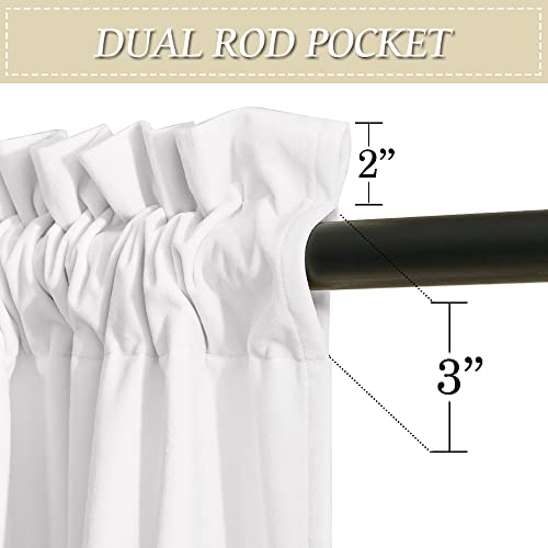 Image of RYB Home Pure White Velvet Curtains 120 inches - Super Soft Vertical Drapes Simple Home Decoration for Living Room Home Office Bedroom, W52 x L120, White, 2 Pieces