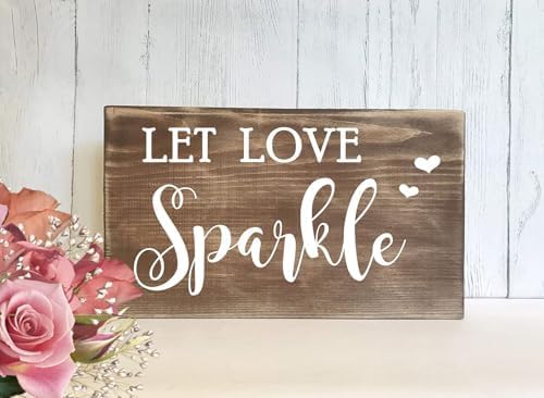 Eletina F26 Rustic Wooden Signs Let Love Sparkle Sign - Sparkler Send Sign Wall Art Decor Kitchen Cafe Pub Gift 8X12 Inch