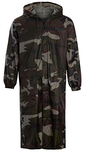 Mens Womens Unisex Waterproof Hooded Mac Trench Cagoule Kagool KAG Jacket Trouser [CAMO