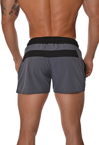 image for YoungLA Men's Bodybuilding Gym Running Shorts 101 X-Large Gray, Gray/B