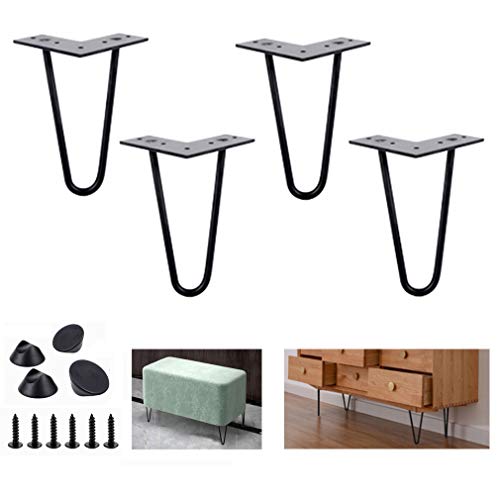 Pieds en épingle à cheveux en métal pour tables basses, supports TV et bureaux – Ensemble de 4 pièces durables pour salle à manger, ordinateur et tables...