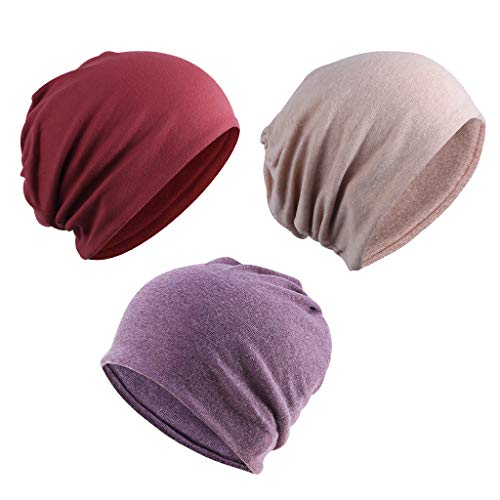 #N/A 3 Peças Femininas Slouchy Gorros Chapéu Alongamento Casual Verão Chapéu Touca Boné