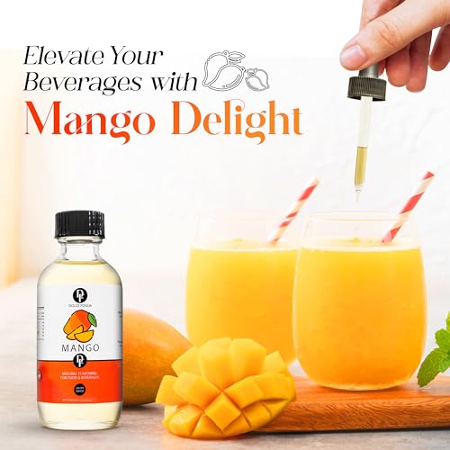 Dolce Foglia Mango Extract Flavoring | 2 Oz. | Water-Soluble, Sugar-Free, Zero Calories Food Flavoring Drops | Multipurpose Flavor Drops for Baking and Beverages | Perfect for Weight Management - Thumbnail 4