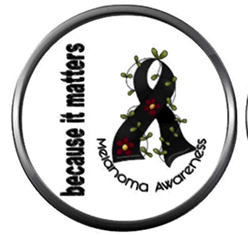Because It Matters Melanoma Skin Cancer Survivor Black Awareness Ribbon Support 18MM - 20MM Snap Jewelry Charm