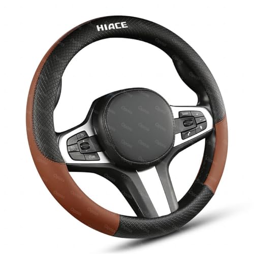 ハイエース 車用 ハンドルカバー ハンドル保護 ステアリングカバー フ ハイエース 200系 3型 4型 5型 6型 ハンドルカバー車用軽自動車ステアリングカバー本革汎用おしゃれ通気性がよい 滑り防止オールシーズン対応普通車ハンドル 保護車用品(ブラウン)