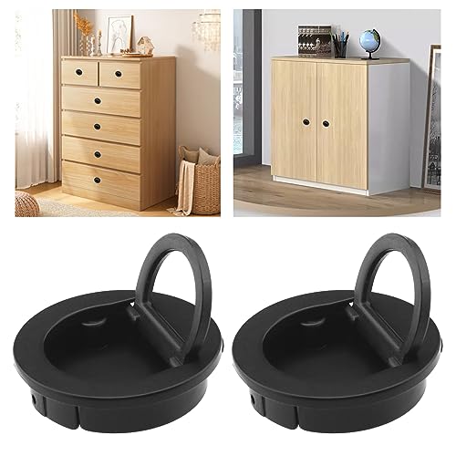 YINETTECH 2PCS Recessed Handles Zinc Alloy Flush Ring Pulls with Screws Invisible Door Knob for Cabinet Drawer Locker Door Boat/Yacht/Car Floor Hatch 40mm OD - Image 3