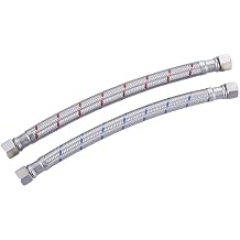 ALEASHA Faucet Supply Lines,9 Inch Faucet Hose Connector 3/8" to 3/8" Female Compression Thread Stainless Steel Braided Bathroom Kitchen Faucet Connector Water Supply Line,2Pcs