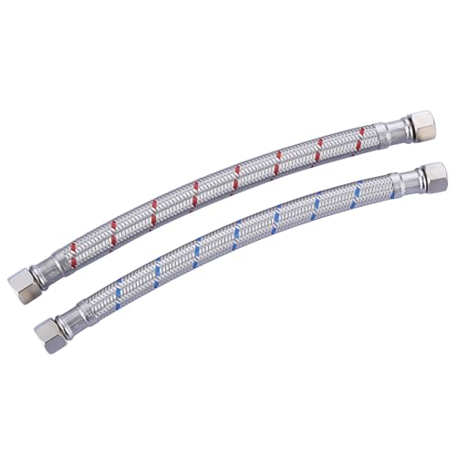 ALEASHA Faucet Supply Lines,9 Inch Faucet Hose Connector 3/8" to 3/8" Female Compression Thread Stainless Steel Braided Bathroom Kitchen Faucet Connector Water Supply Line,2Pcs by ALEASHA - Used condition - US$7.69