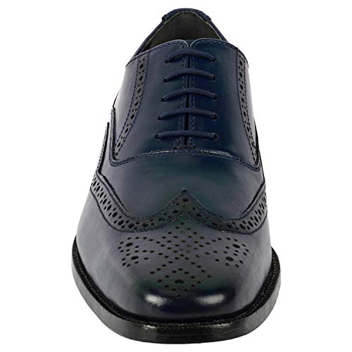 LIBERTYZENO Mens Wingtip Brogue Genuine Leather Adults Lace Up Oxford Dress Shoes for Prom Graduation3