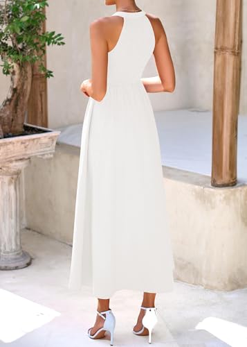 Image of KIRUNDO Summer Dresses for Women 2026 Halter Maxi Wedding Guest Party Cocktail Semi Formal Elegant Classy Long Sundress