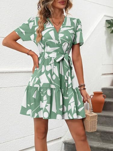 Leriya Fashion Women Fit And Flare Viscose Rayon Western Above The Knee Party Dress (Lf-Wd1264_Green, Large