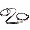 LED Dog Collar and Leash Set (Black) – Bright Multi-Color – Fully Weatherproof – Adjustable, one Size fits Most (14″ to 22 ½”) – Both Collar and Leash are USB Rechargeable – Available in Four Colors