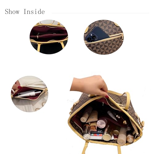 Bolso Tote de Mujer en Cuero PU Marrón 2 pcs con Monederos miniatura 6