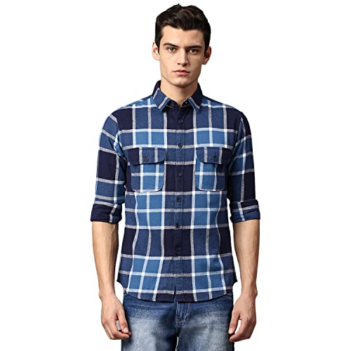 Image of Dennis Lingo Men's Black Slim Fit Cotton Casual Shirt