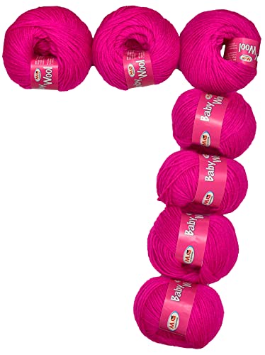 Image of M.G ENTERPRISE 100% Acrylic Wool Magenta (12 pc) Baby Wool 4 ply Wool Ball Hand Knitting Wool /Art Craft Soft Fingering Crochet Hook Yarn, Needle Knitting Yarn Thread Dye Z
