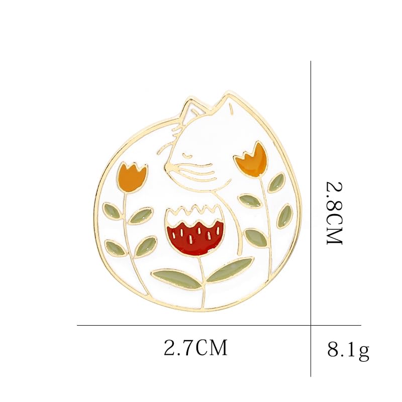 White Cat and Flower Enamel Pin Brooch Cute Hard Enamel Lapel Pin Cartoon Badge for Children's Day Gift Clothes Backpacks Badges Hats Bags2