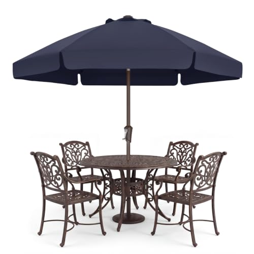 Image of ABCCANOPY 7.5ft Scalloped Patio Umbrella, Outdoor Table Umbrella with Tilt and Crank, Fiberglass Ribs Deck Umbrella for Patio, Pool, Garden, Picnic (Navy Blue)