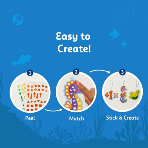 Image of Fevicreate Stick-n-Create Mirror Magic Ocean Adventures Kit | Multi-Coloured Sparkly Stickers | Ocean Creature Templates | Travel Friendly | Boosts Creativity | Screen-Free Play | Gifting | Ages 3 +
