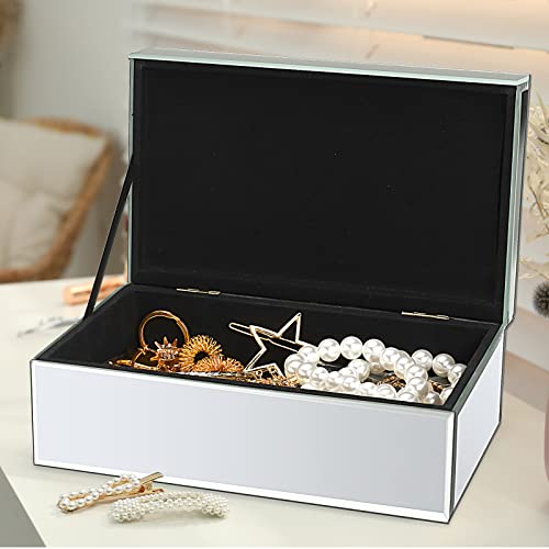 Kenning Luxury Silver Crushed Diamond Glass Mirrored Mirrored Jewelry Box Organizer Storage For Women Jewelry Ring Luxury Organizer Box #TOP5