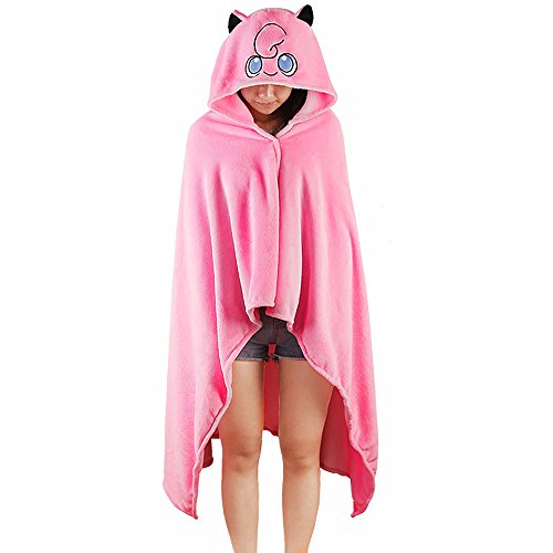 TOMORI Anime Hoodie Cosplay Cloak Flannel Blanket Cartoon Cape Coat Shawl (Jigglypuff)